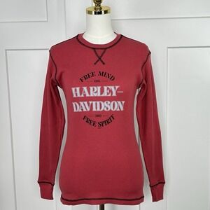 Women's Harley Davidson Deadwood SD MEDIUM - Red Long Sleeve Thermal NWOT